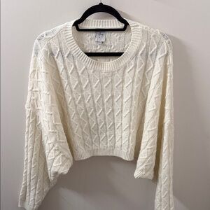 Princess Polly Cropped Ivory Cable Knit Sweater